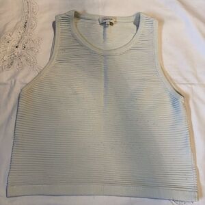 Babaton Cream Ribbed Crop Top